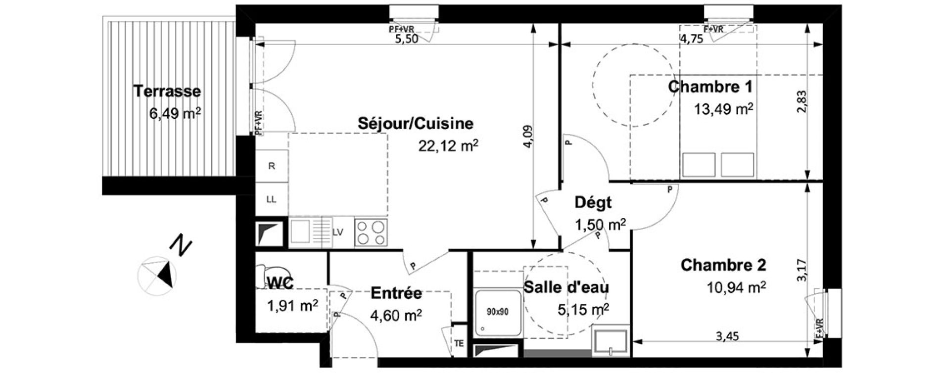 Appartement T3 de 59,70 m2 &agrave; Arles Centre