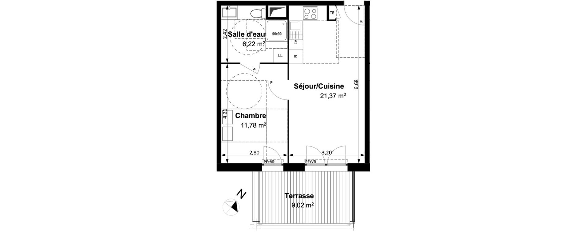 Appartement T2 de 39,40 m2 &agrave; Arles Centre