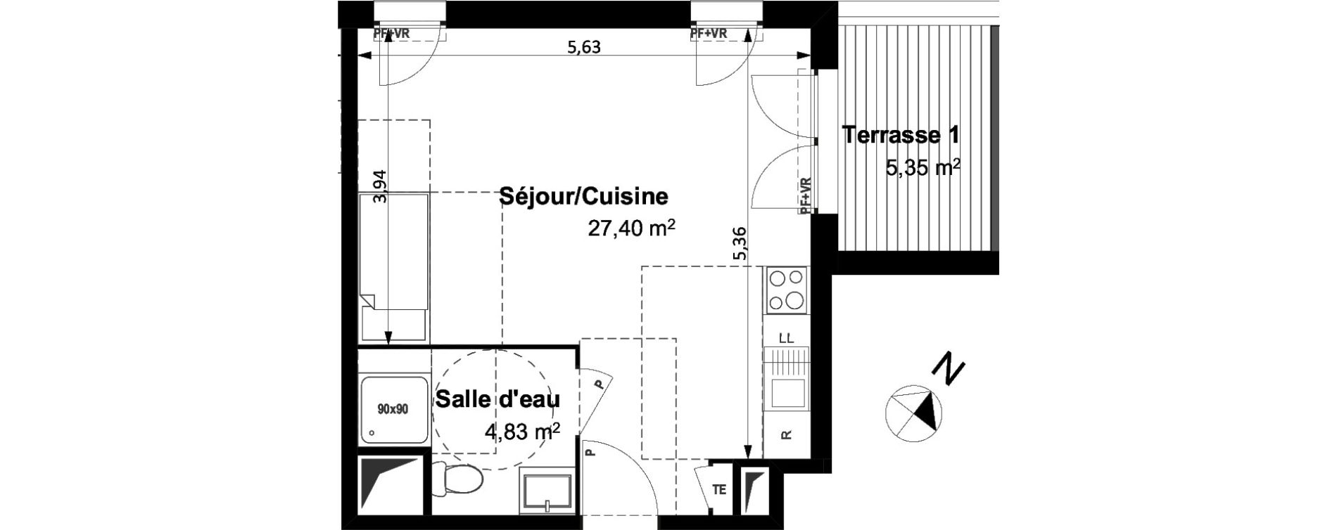 Appartement T1 de 32,20 m2 &agrave; Arles Centre