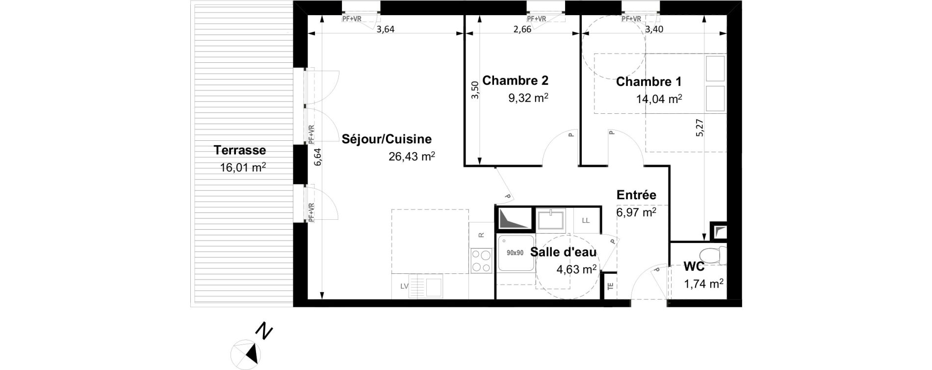 Appartement T3 de 63,00 m2 &agrave; Arles Centre