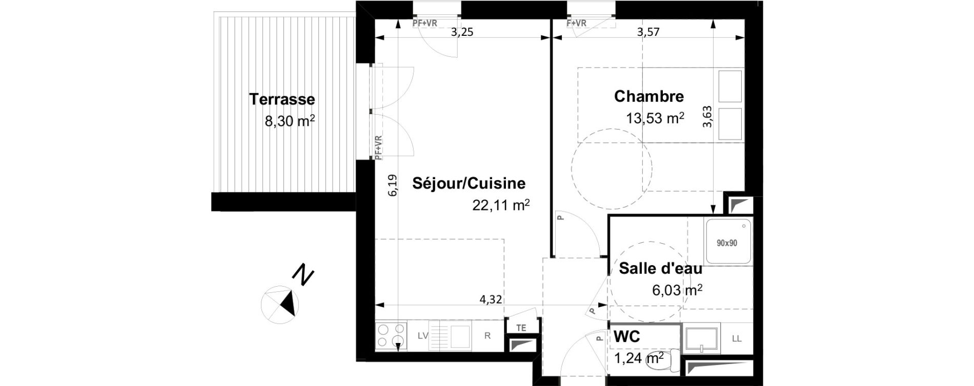 Appartement T2 de 42,80 m2 &agrave; Arles Centre
