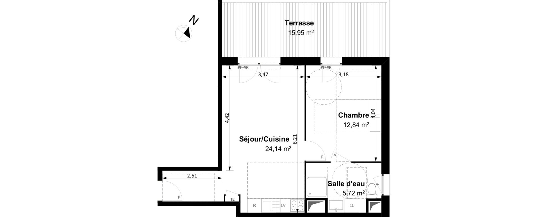 Appartement T2 de 42,60 m2 &agrave; Arles Centre