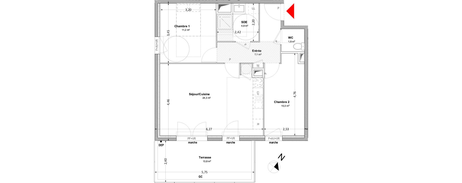 Appartement T3 de 59,50 m2 &agrave; Arles Centre