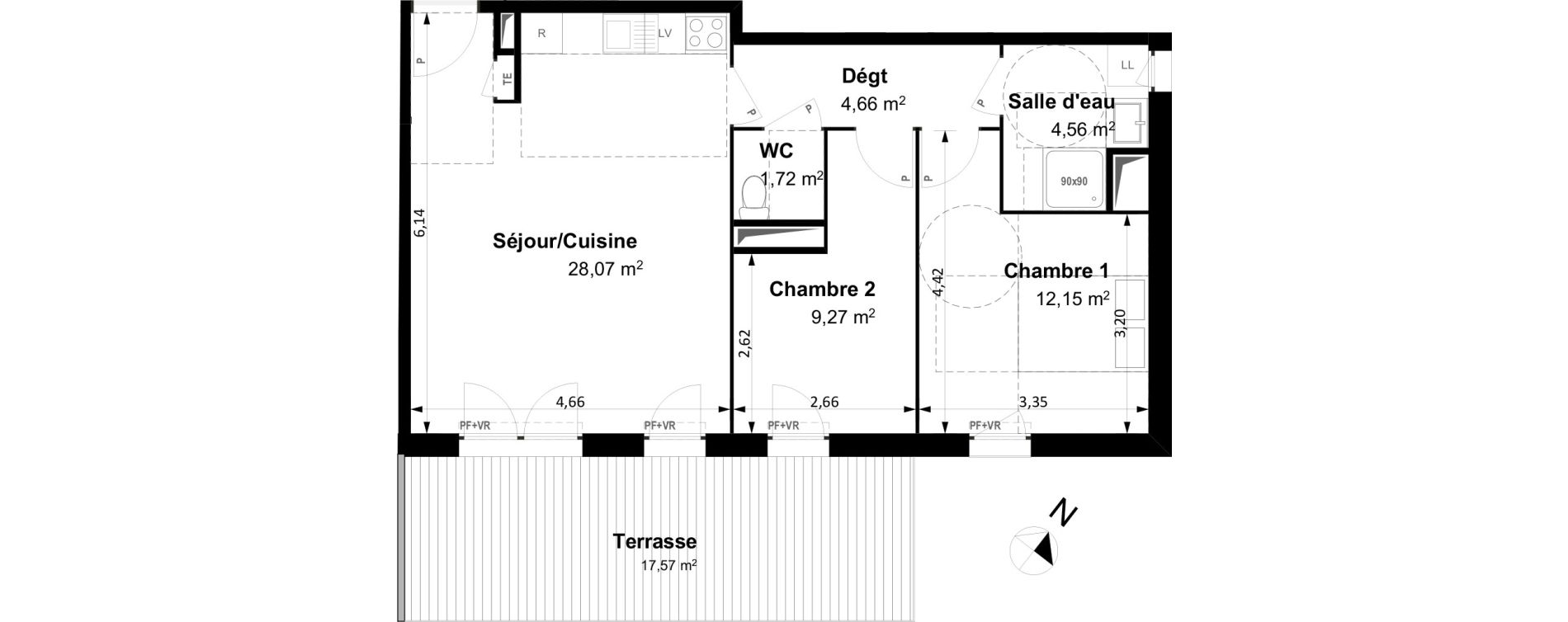 Appartement T3 de 60,50 m2 &agrave; Arles Centre