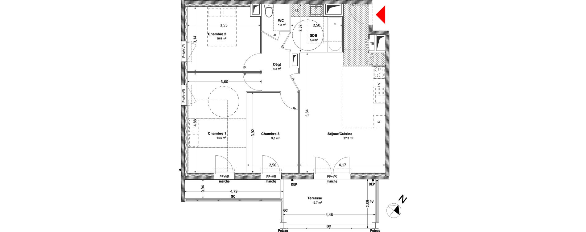 Appartement T4 de 74,10 m2 &agrave; Arles Centre