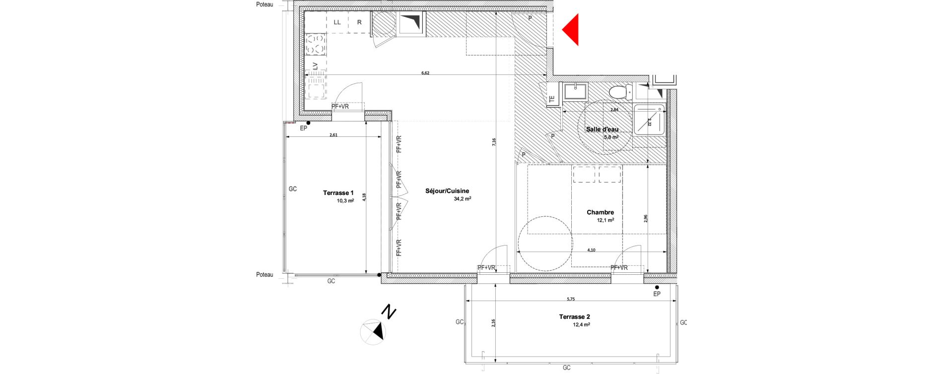 Appartement T2 de 52,10 m2 &agrave; Arles Centre
