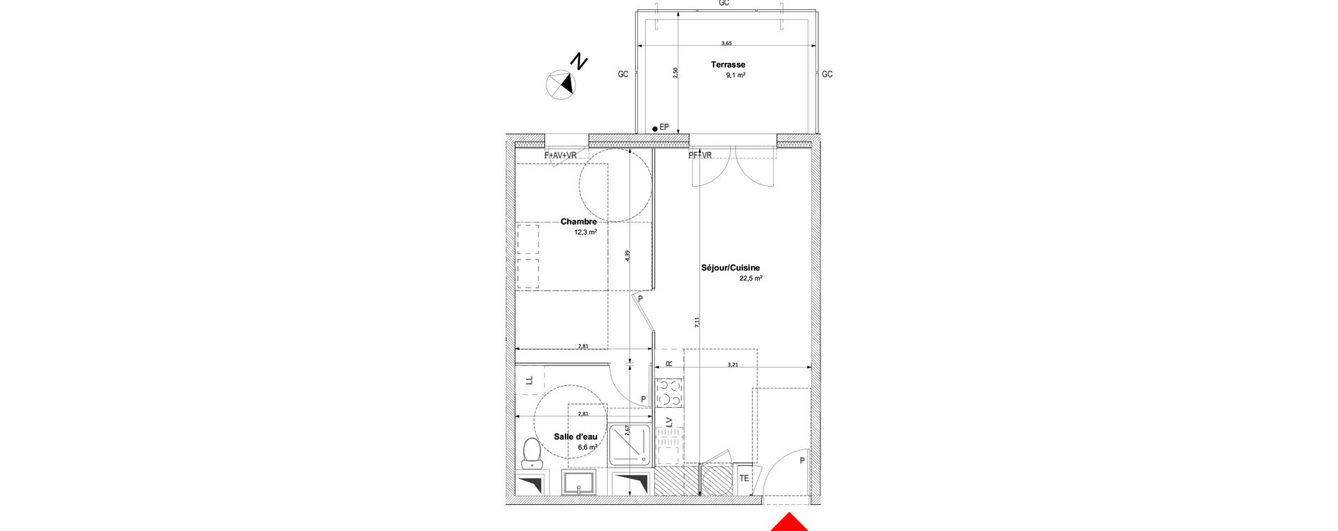 Appartement T2 de 41,40 m2 &agrave; Arles Centre