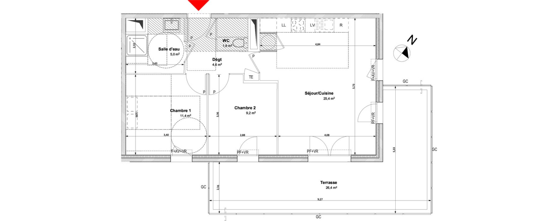 Appartement T3 de 57,40 m2 &agrave; Arles Centre