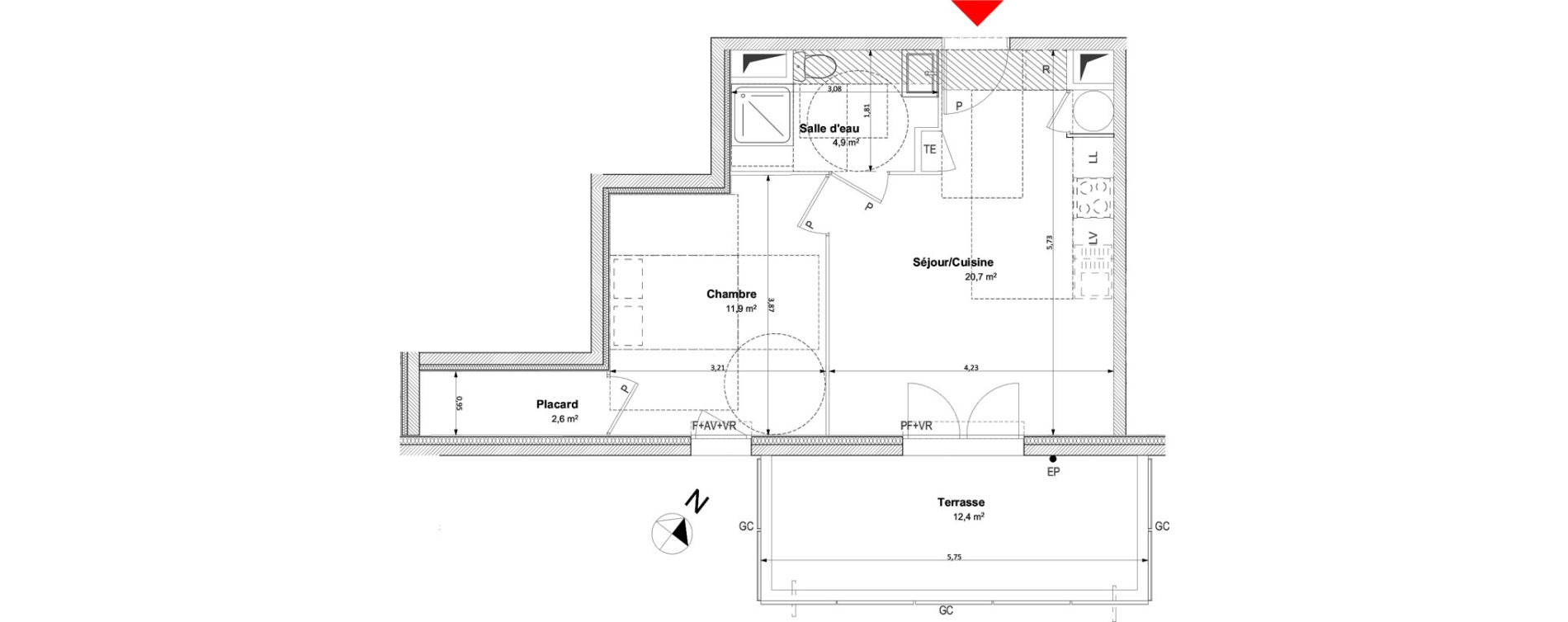 Appartement T2 de 40,10 m2 &agrave; Arles Centre