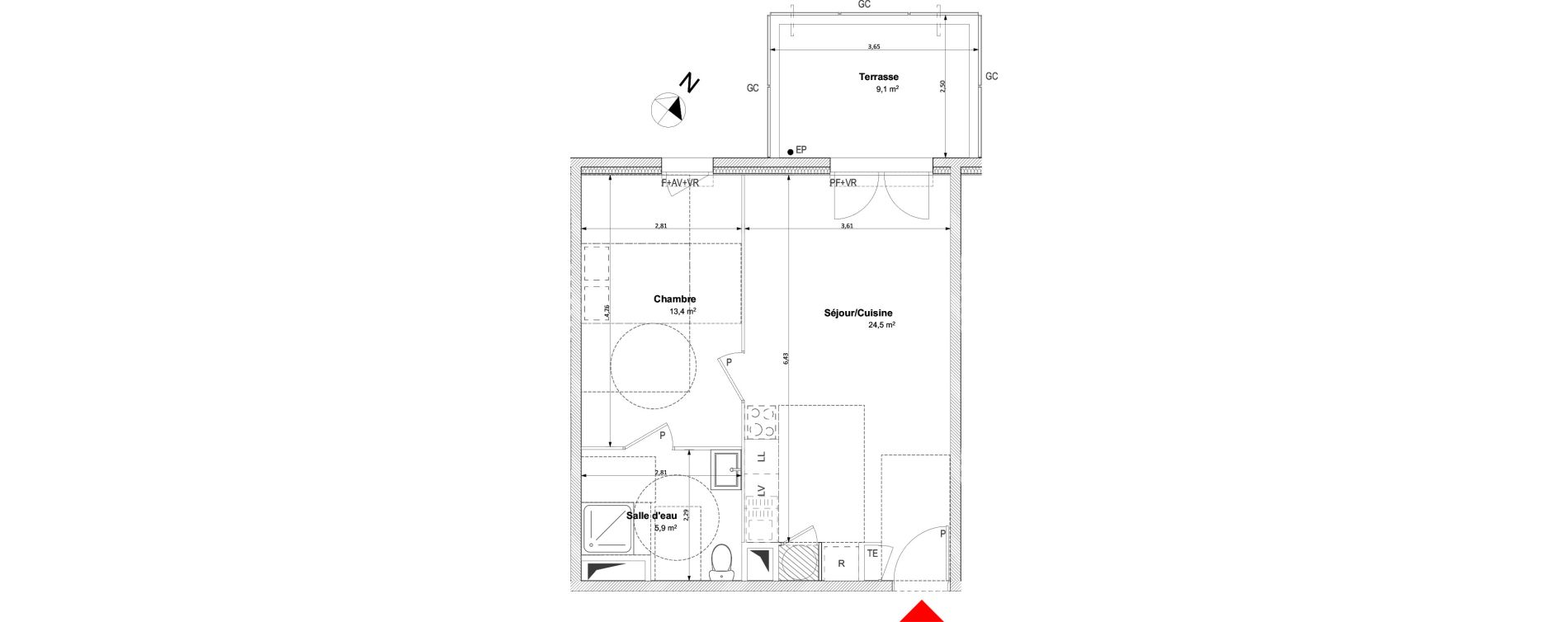Appartement T2 de 43,80 m2 &agrave; Arles Centre