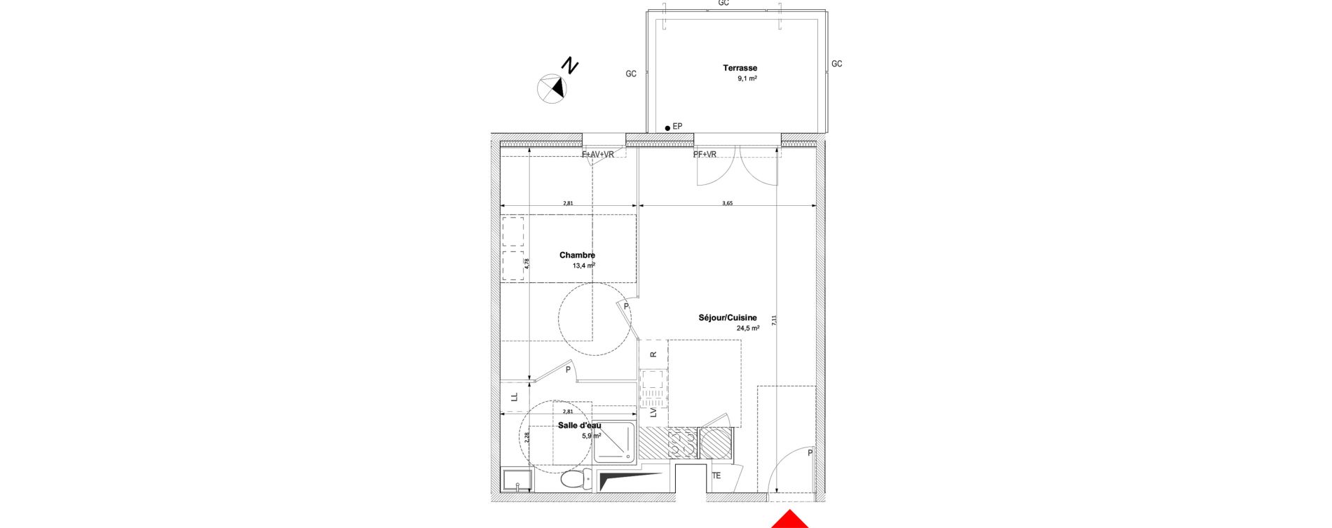 Appartement T2 de 43,80 m2 &agrave; Arles Centre