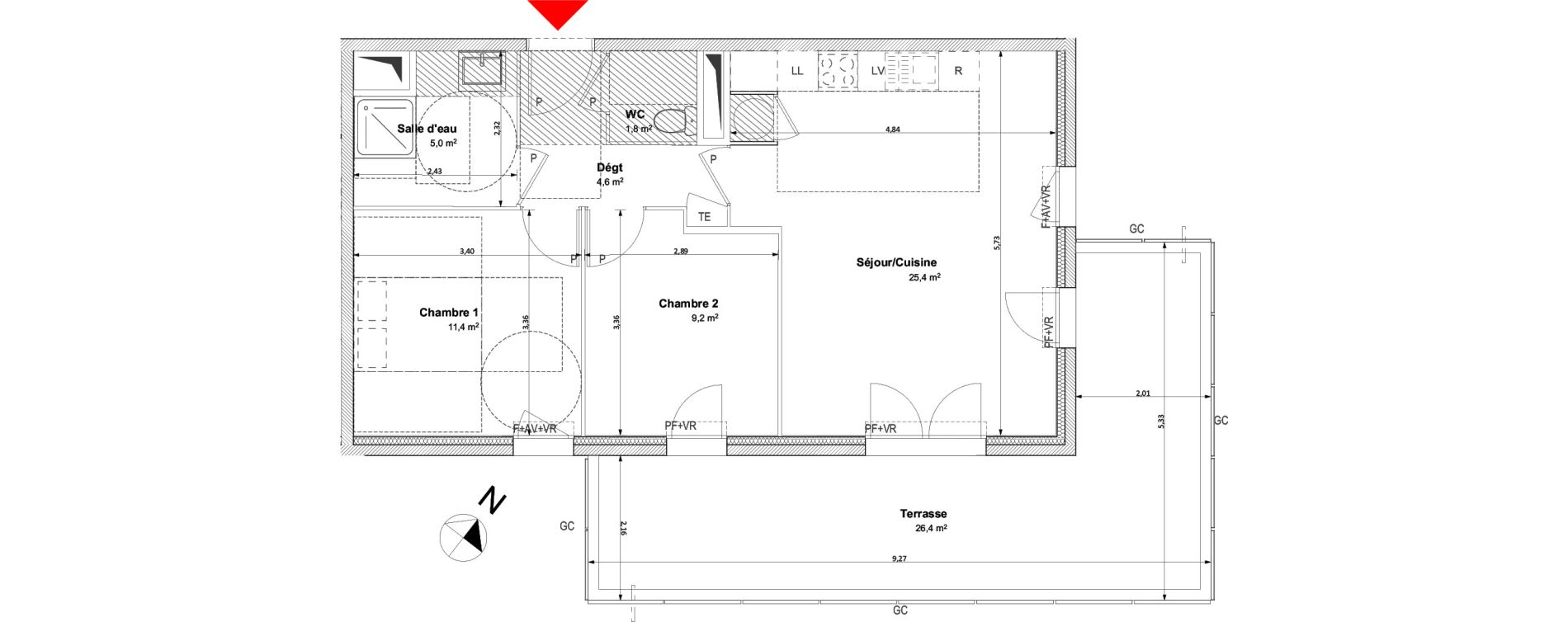 Appartement T3 de 57,40 m2 &agrave; Arles Centre