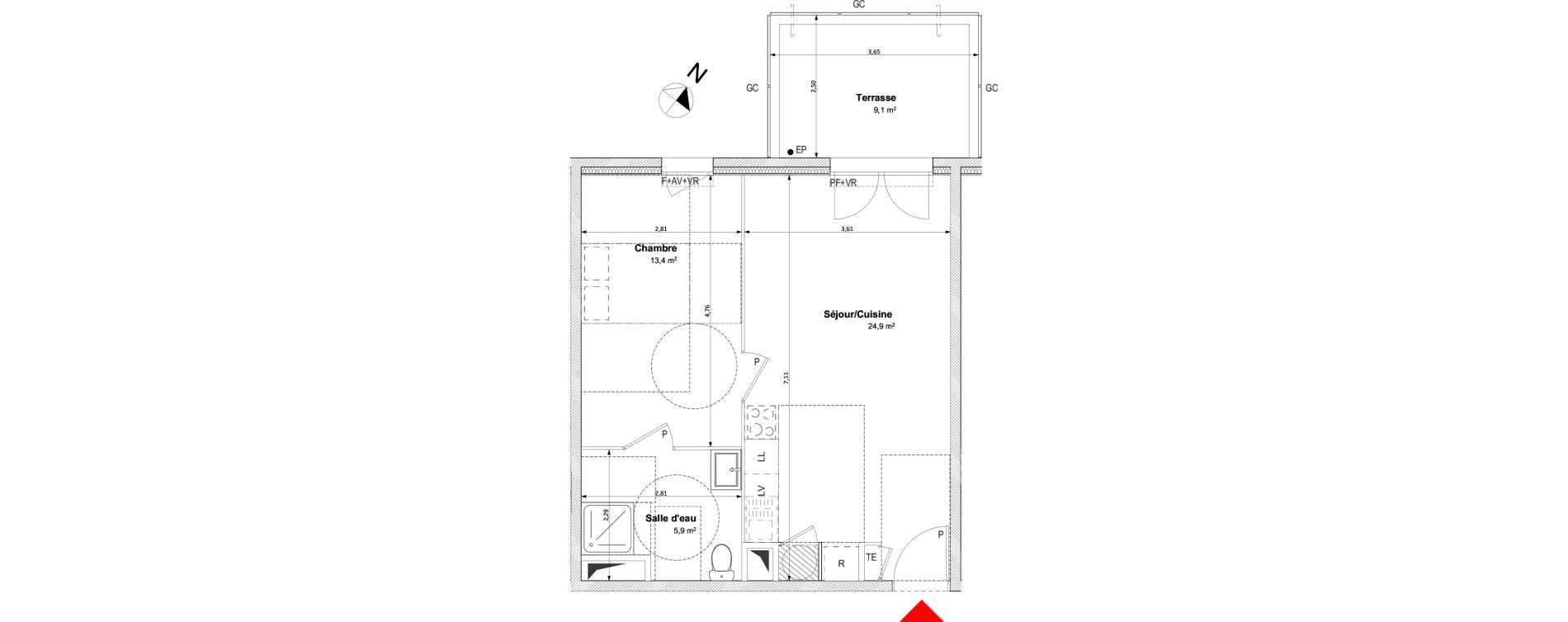 Appartement T2 de 44,20 m2 &agrave; Arles Centre