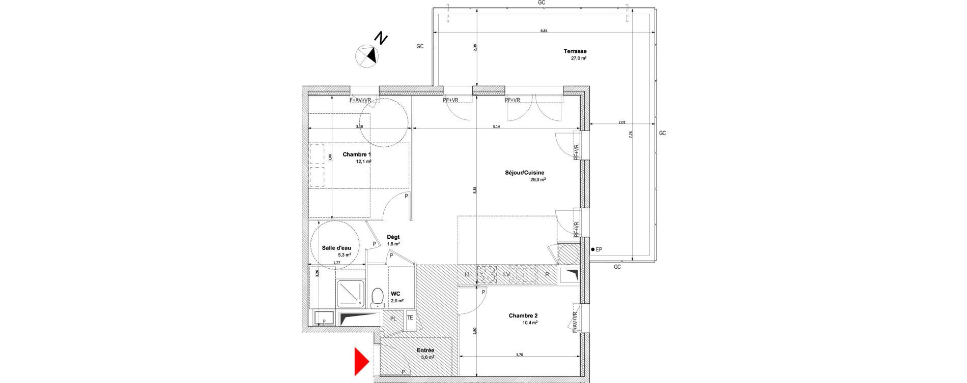 Appartement T3 de 66,50 m2 &agrave; Arles Centre
