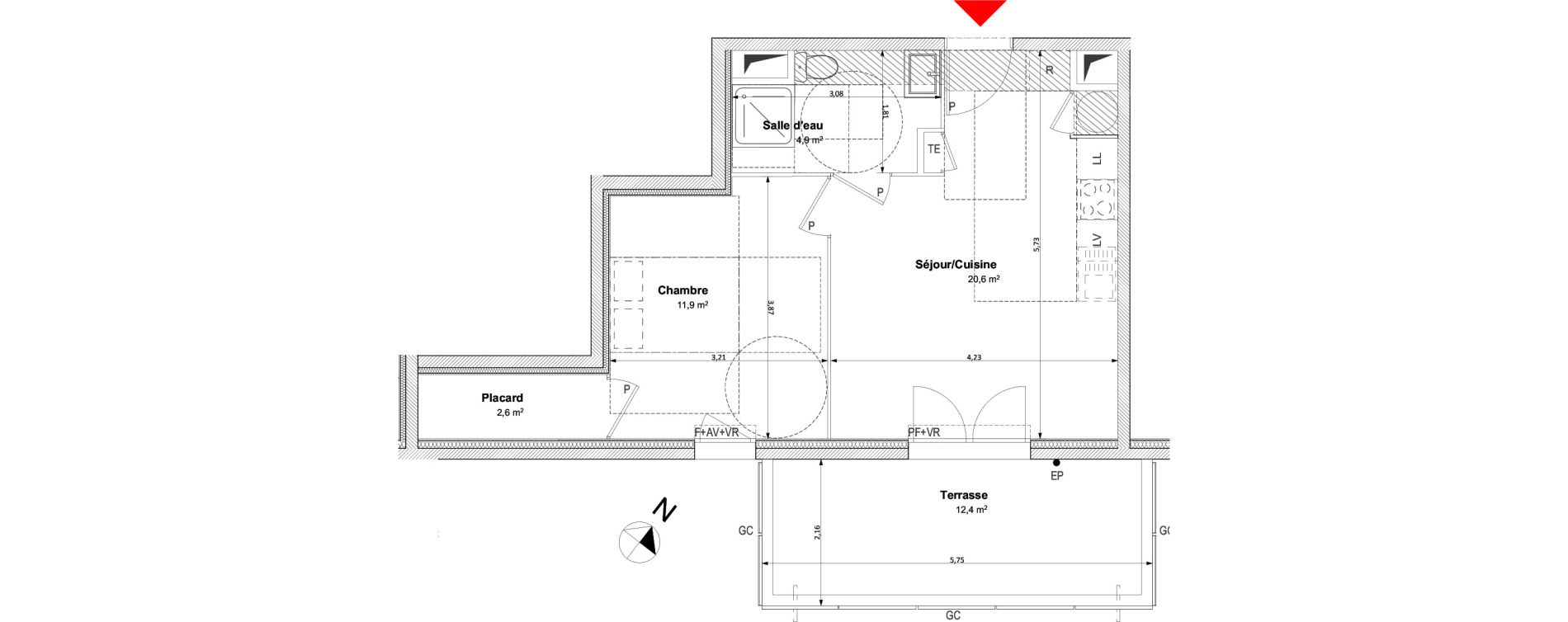 Appartement T2 de 40,00 m2 &agrave; Arles Centre