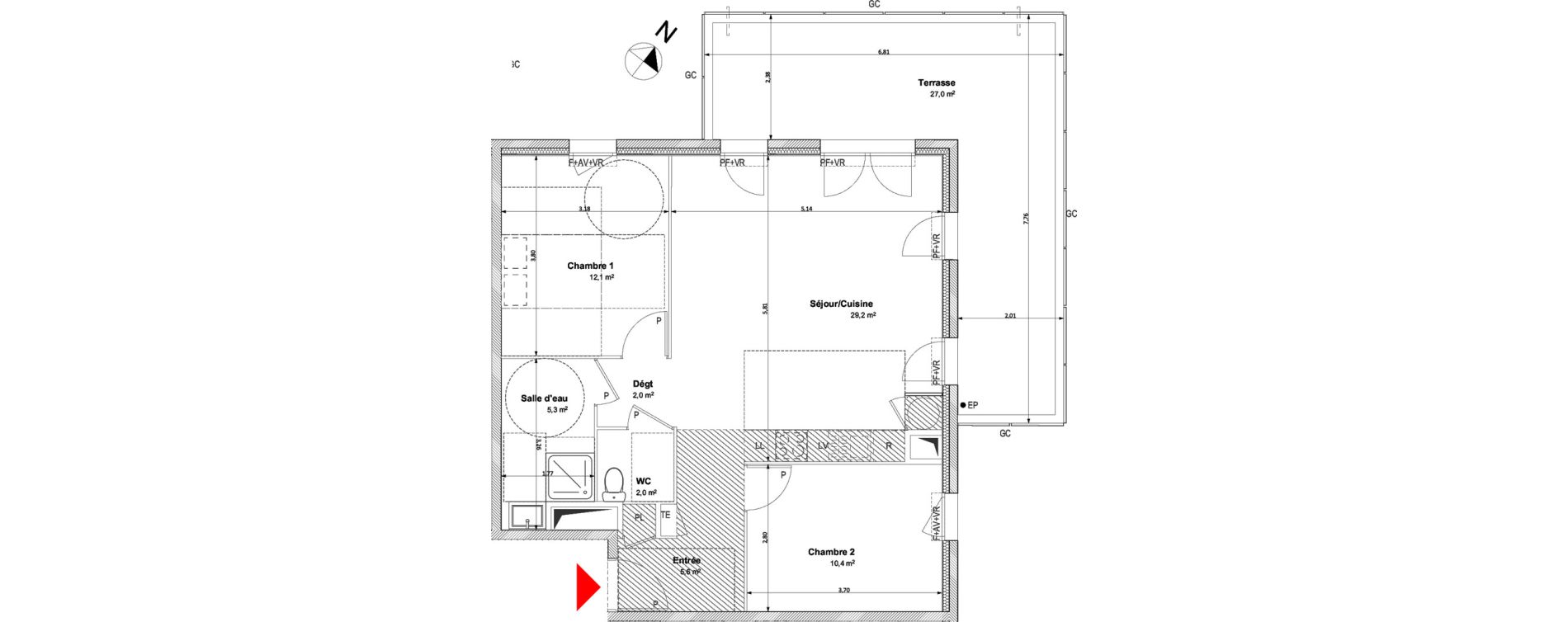 Appartement T3 de 66,60 m2 &agrave; Arles Centre