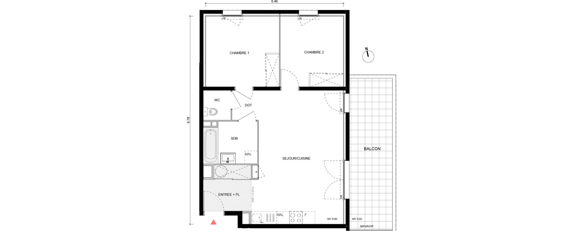 Appartement T3 de 60,25 m2 &agrave; Arles Semestres - plan du bourg