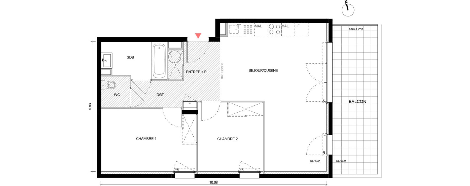 Appartement T3 de 60,80 m2 &agrave; Arles Semestres - plan du bourg