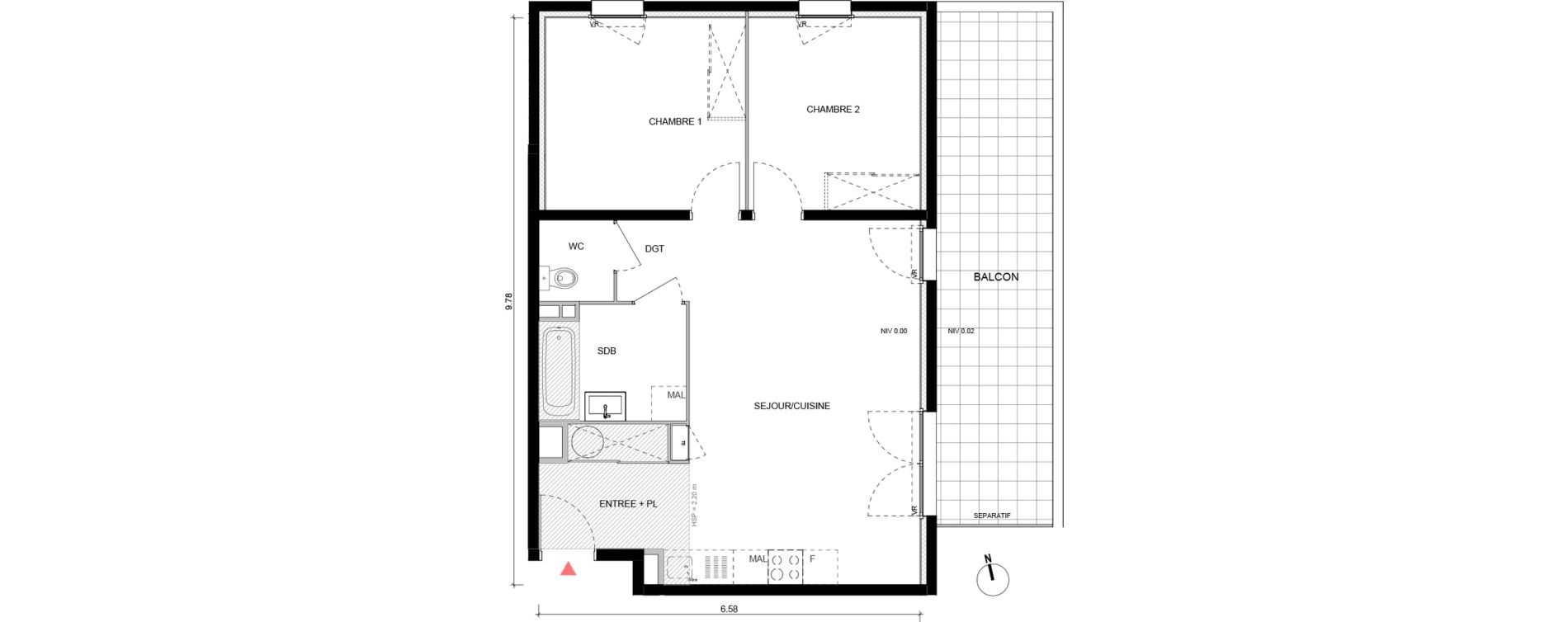 Appartement T3 de 60,20 m2 &agrave; Arles Semestres - plan du bourg