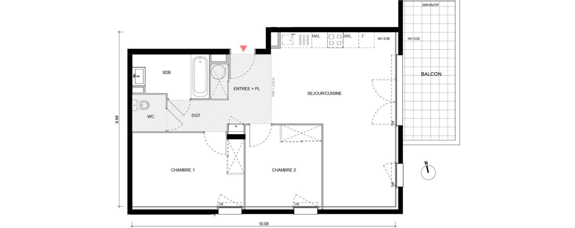 Appartement T3 de 60,85 m2 &agrave; Arles Semestres - plan du bourg