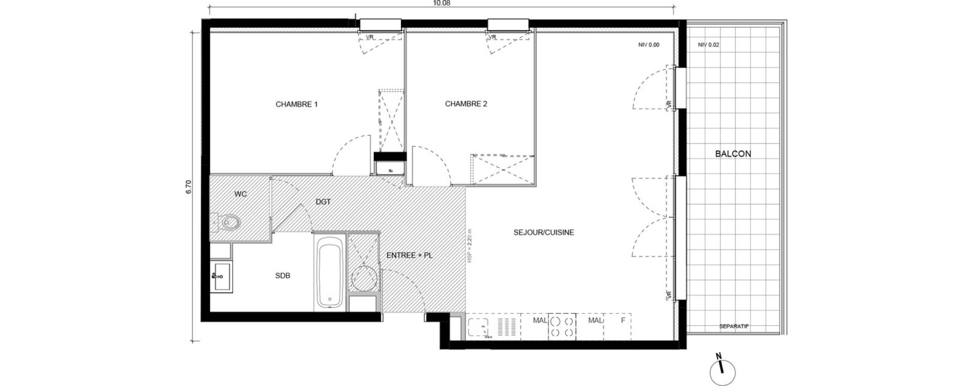 Appartement T3 de 62,40 m2 &agrave; Arles Semestres - plan du bourg