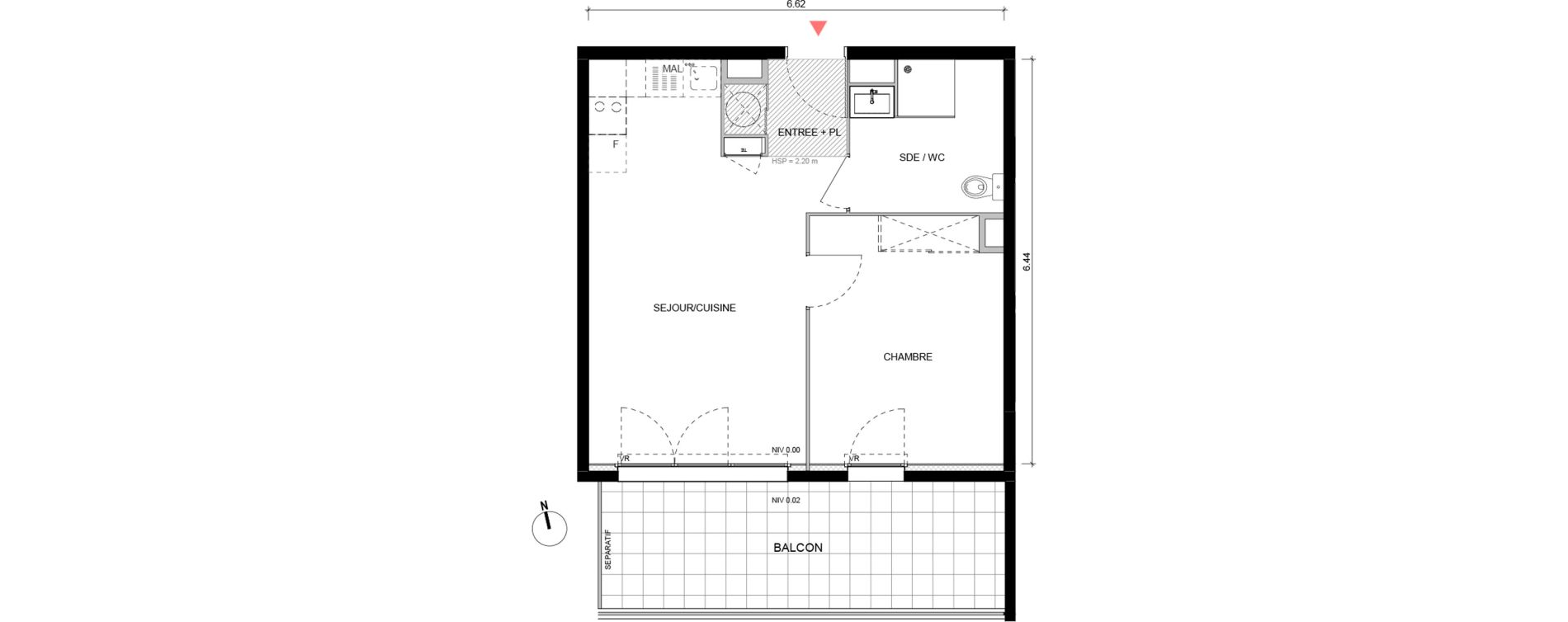 Appartement T2 de 40,95 m2 &agrave; Arles Semestres - plan du bourg