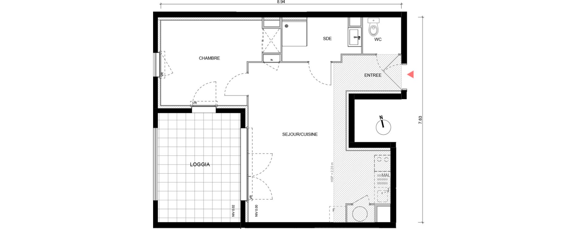 Appartement T2 de 46,10 m2 &agrave; Arles Semestres - plan du bourg