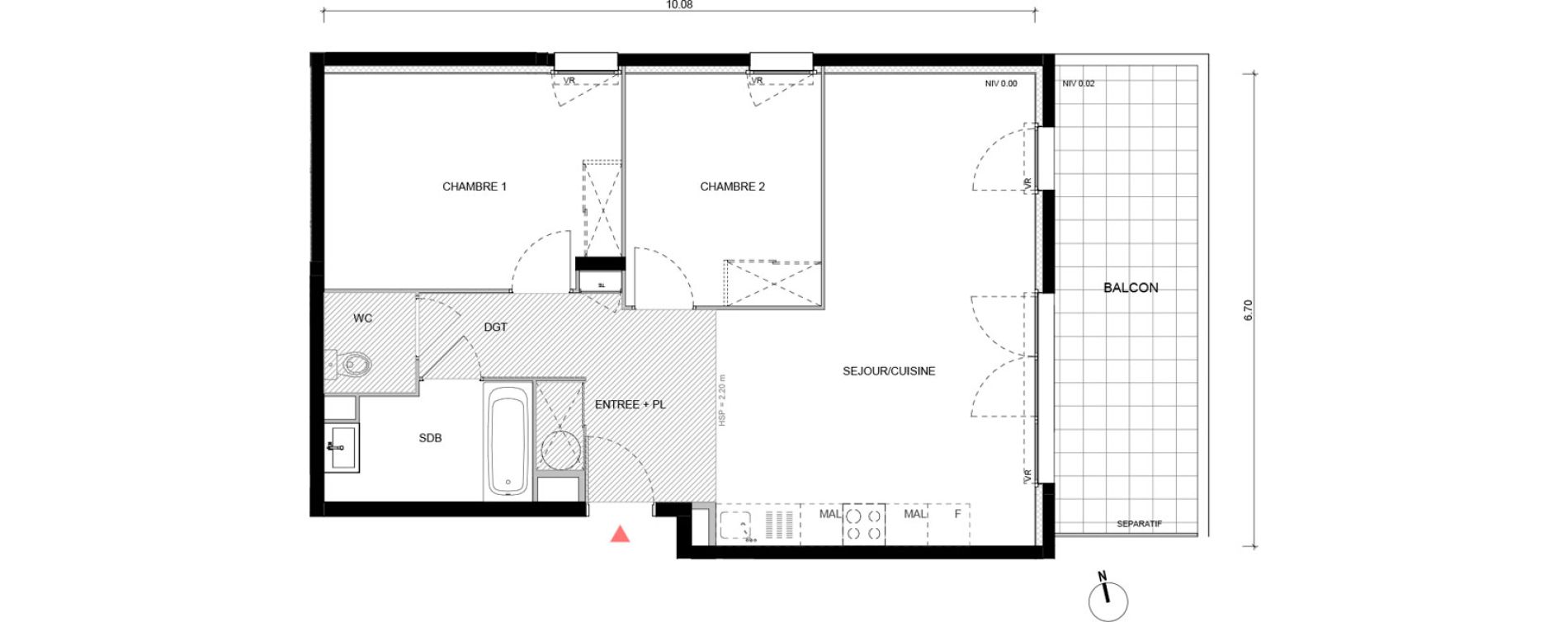 Appartement T3 de 62,40 m2 &agrave; Arles Semestres - plan du bourg
