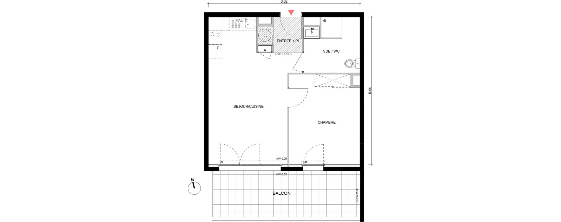 Appartement T2 de 40,95 m2 &agrave; Arles Semestres - plan du bourg