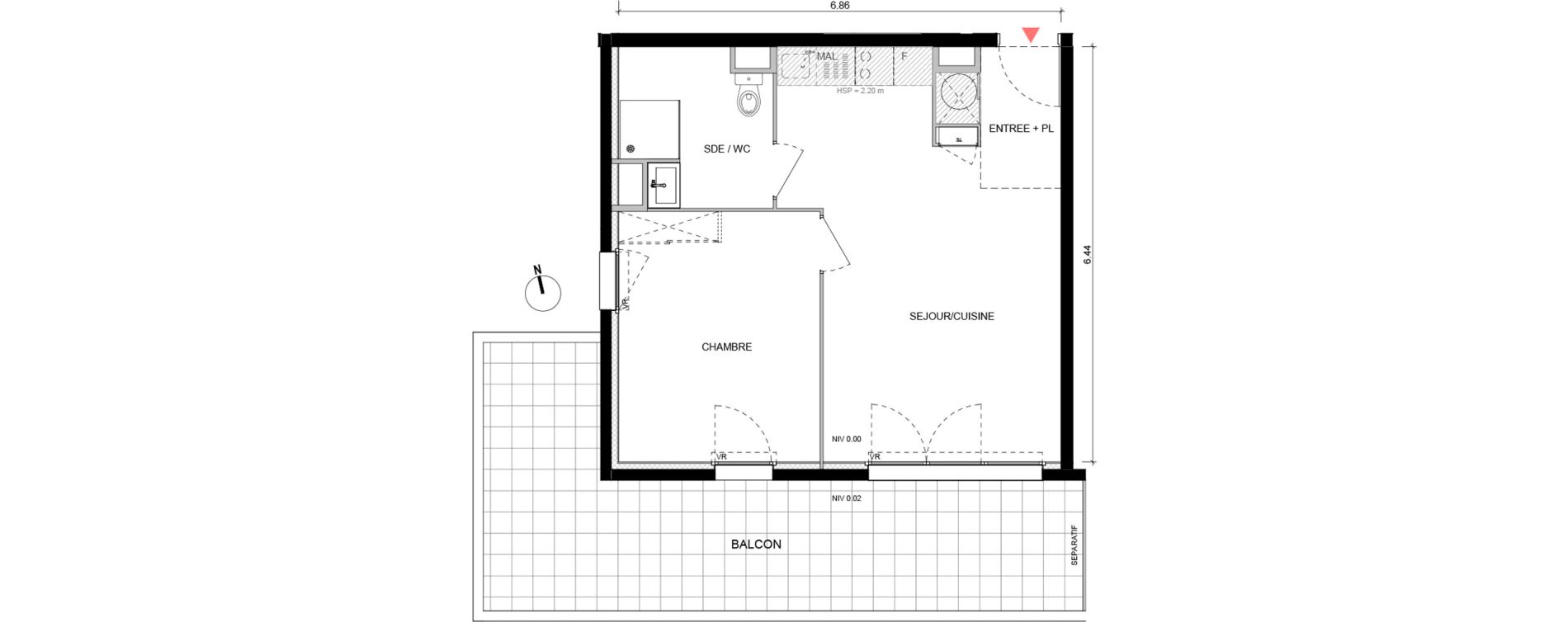Appartement T2 de 42,45 m2 &agrave; Arles Semestres - plan du bourg