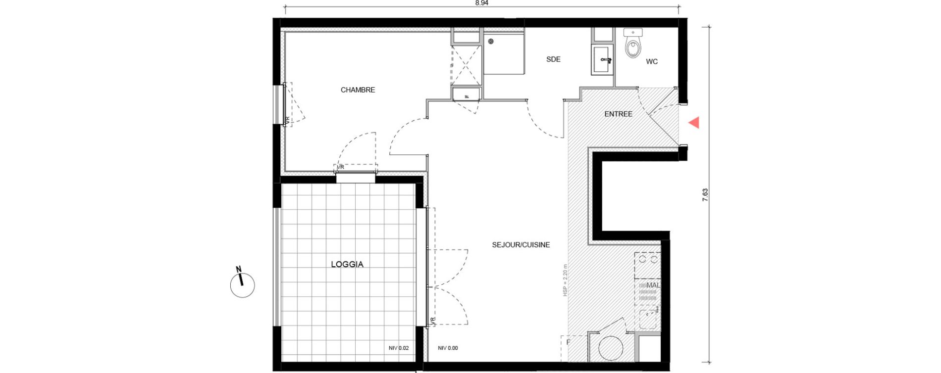 Appartement T2 de 46,10 m2 &agrave; Arles Semestres - plan du bourg