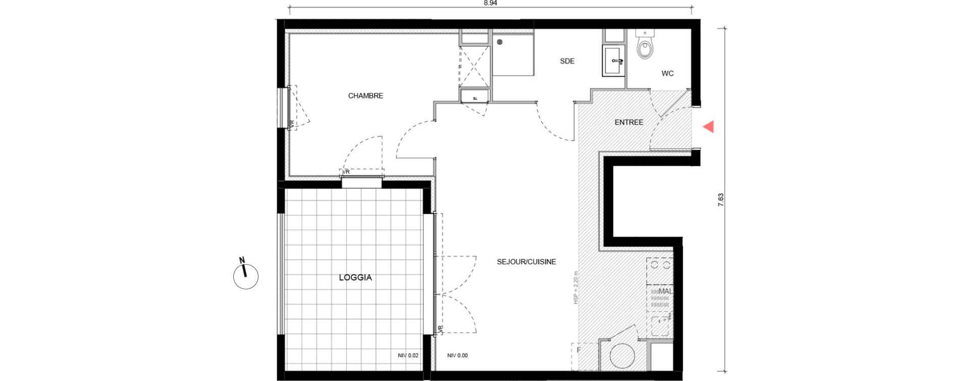 Appartement T2 de 46,20 m2 &agrave; Arles Semestres - plan du bourg
