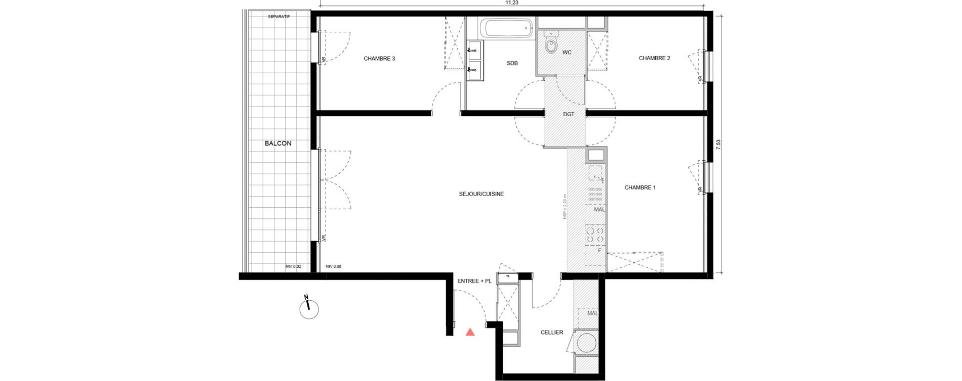 Appartement T4 de 89,95 m2 &agrave; Arles Semestres - plan du bourg