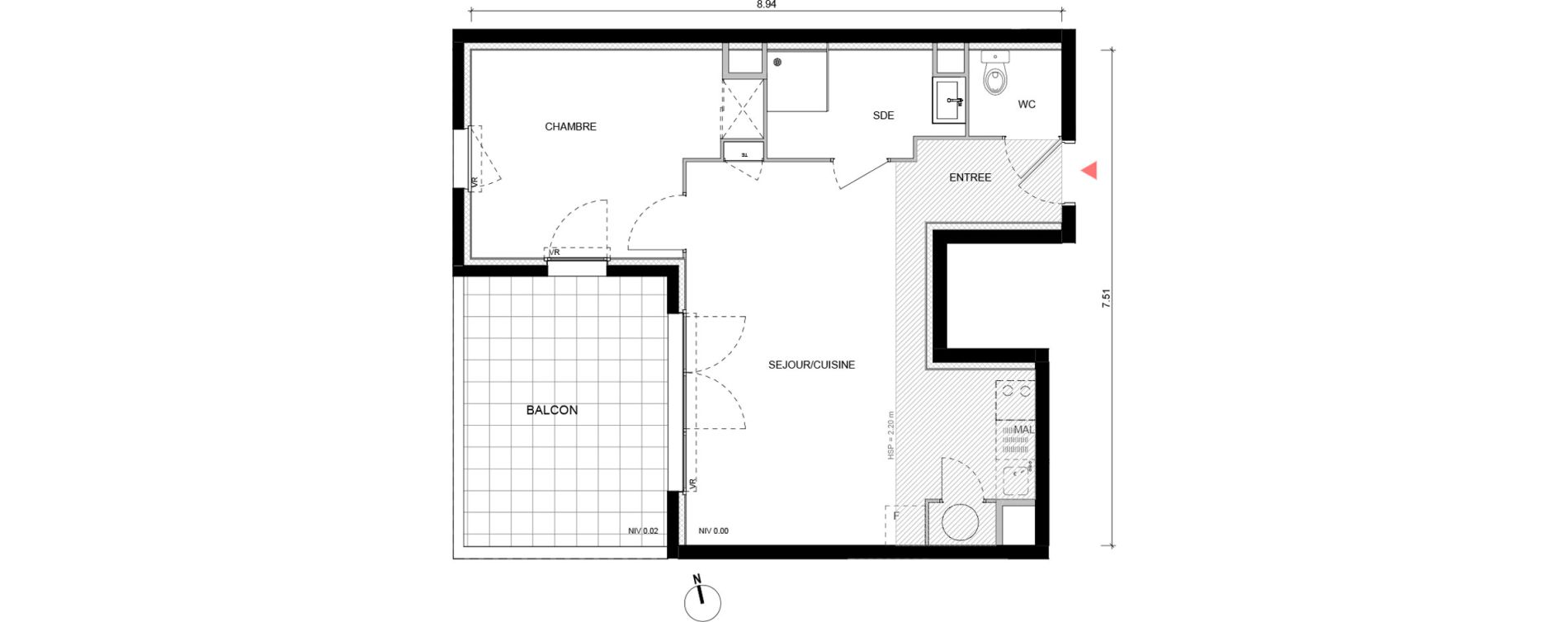 Appartement T2 de 45,65 m2 &agrave; Arles Semestres - plan du bourg
