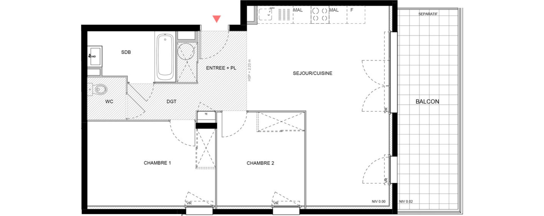 Appartement T3 de 60,80 m2 &agrave; Arles Semestres - plan du bourg