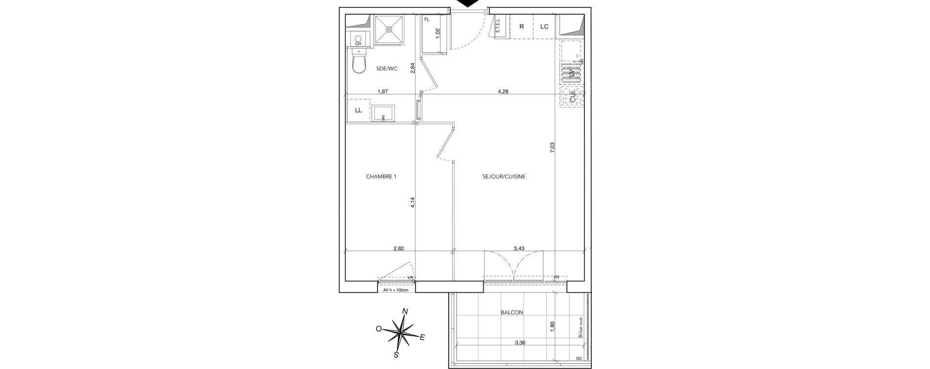 Appartement T2 de 42,35 m2 &agrave; Arles Centre