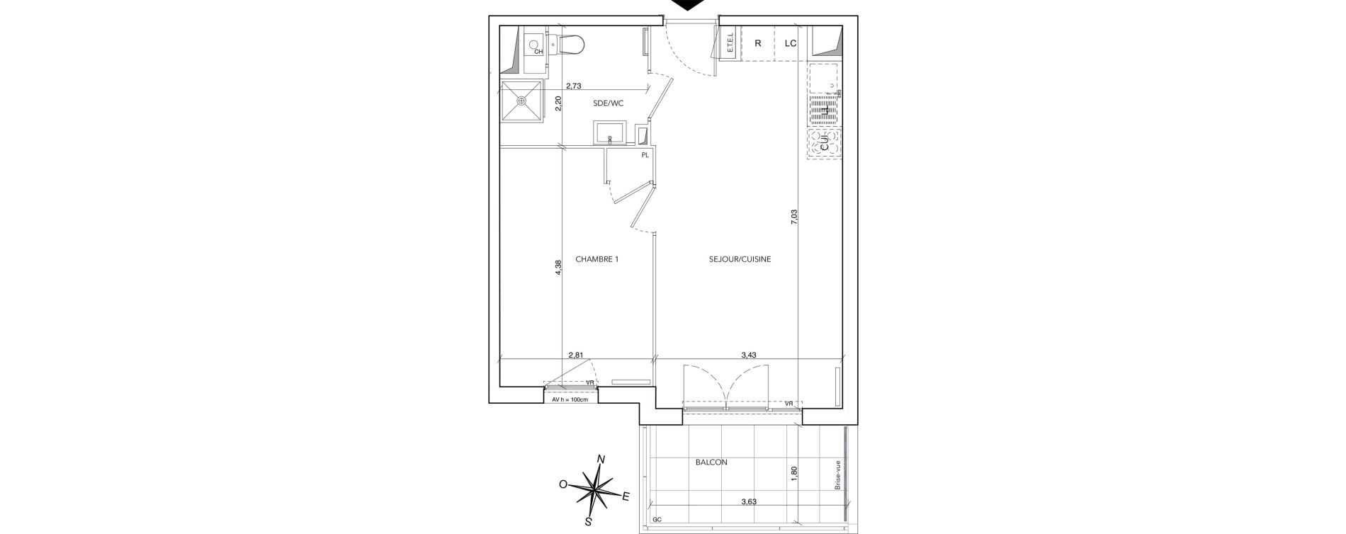 Appartement T2 de 40,96 m2 &agrave; Arles Centre