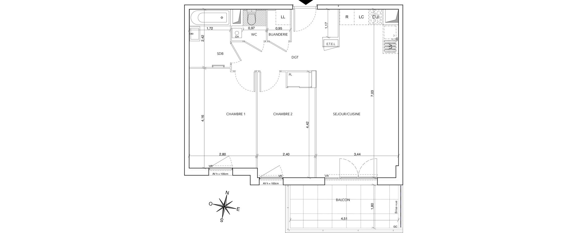 Appartement T3 de 57,94 m2 &agrave; Arles Centre