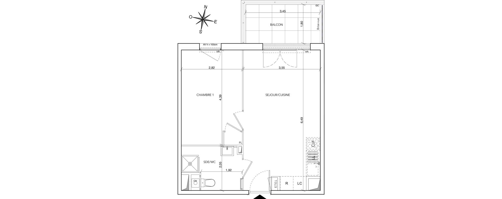 Appartement T2 de 39,70 m2 &agrave; Arles Centre
