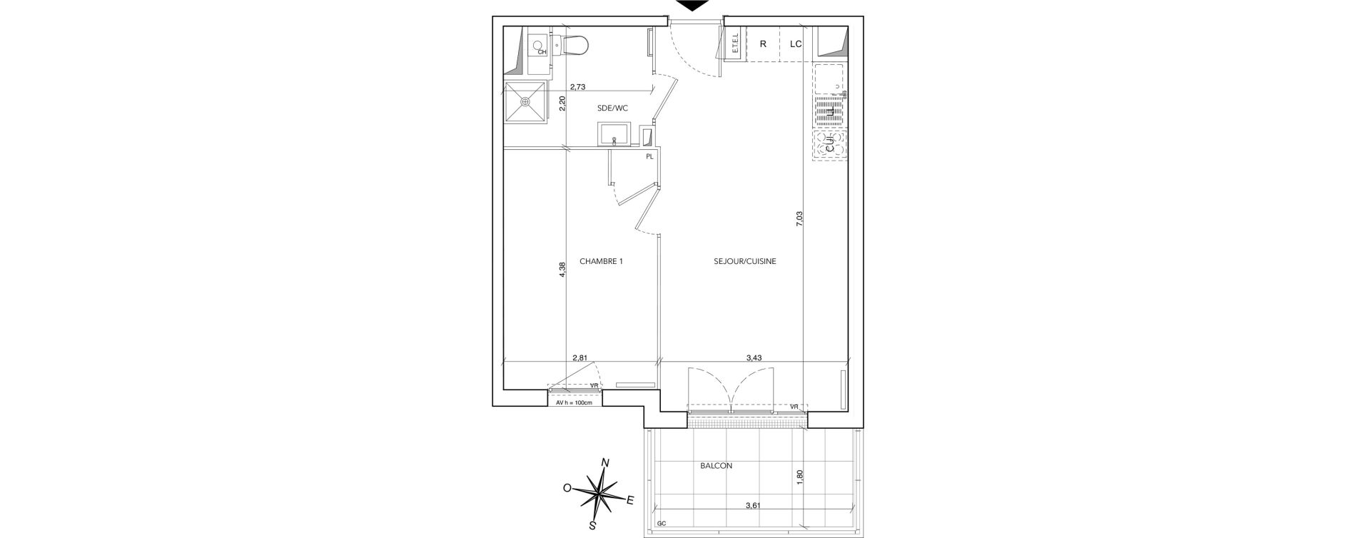 Appartement T2 de 40,96 m2 &agrave; Arles Centre