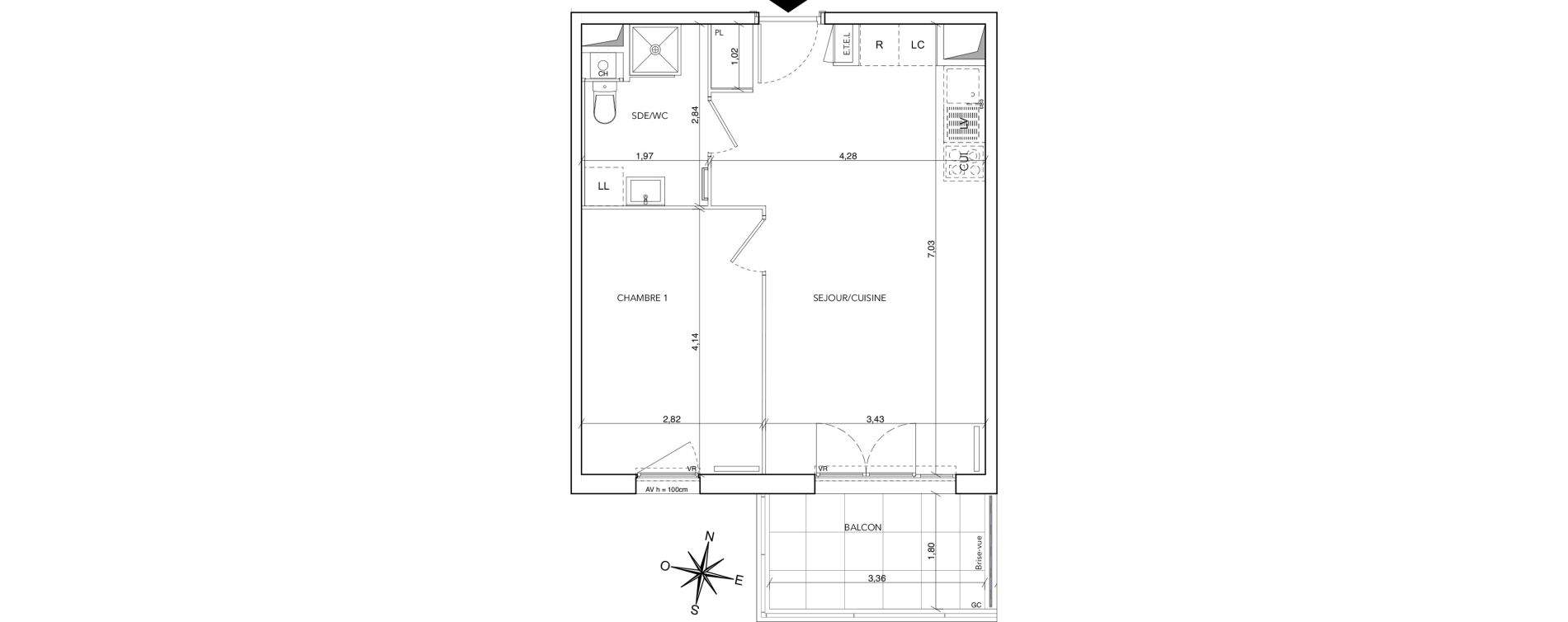 Appartement T2 de 42,35 m2 &agrave; Arles Centre