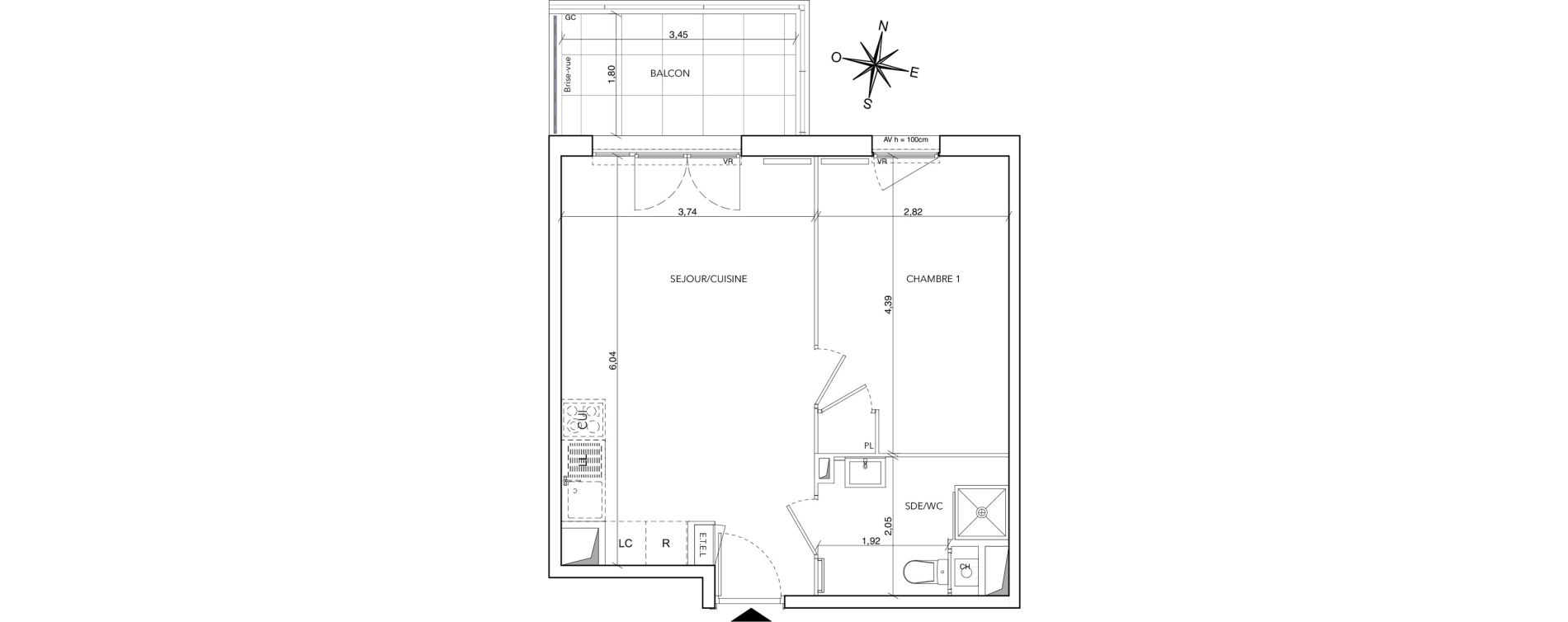 Appartement T2 de 39,88 m2 &agrave; Arles Centre