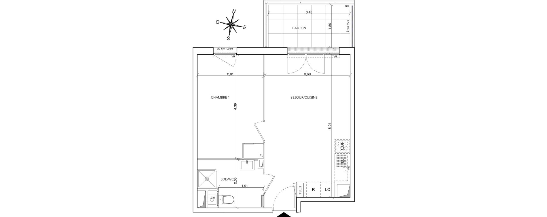 Appartement T2 de 38,95 m2 &agrave; Arles Centre