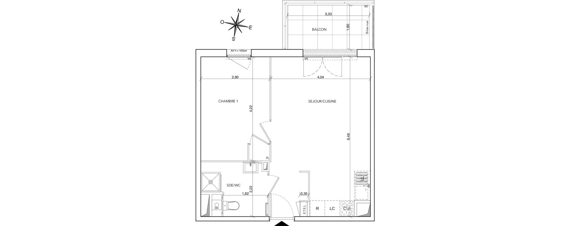 Appartement T2 de 42,50 m2 &agrave; Arles Centre