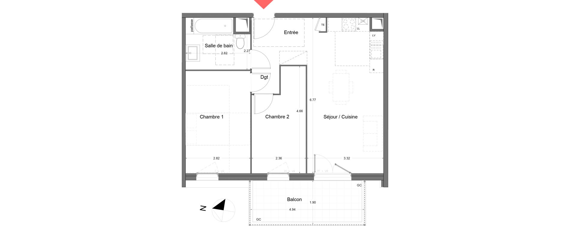 Appartement T3 de 56,50 m2 &agrave; Arles Monplaisir arles