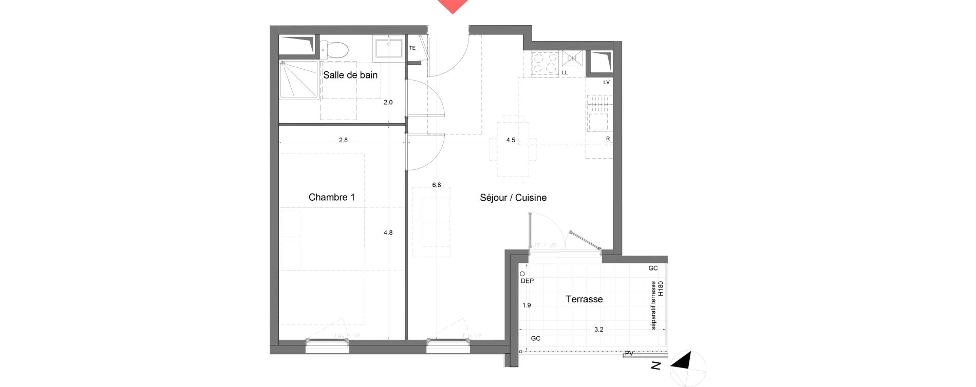 Appartement T2 de 43,10 m2 &agrave; Arles Monplaisir arles