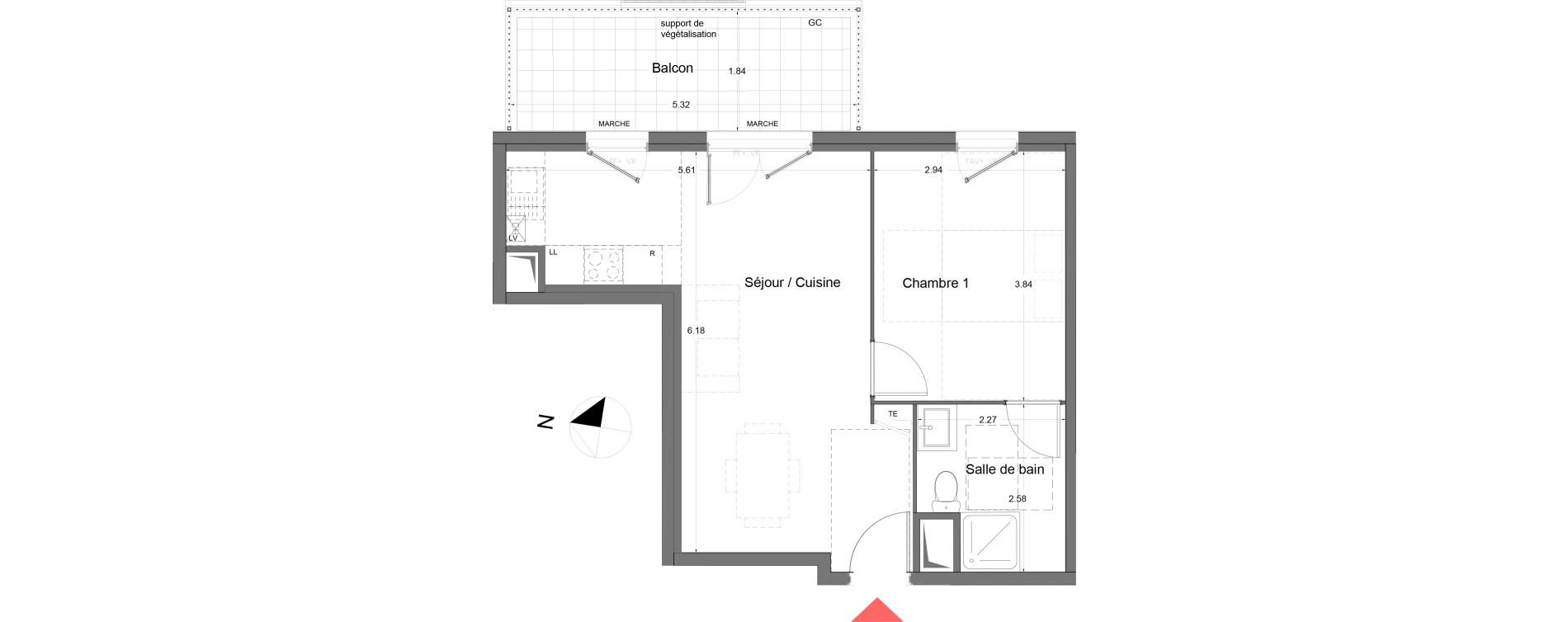 Appartement T2 de 41,40 m2 &agrave; Arles Monplaisir arles