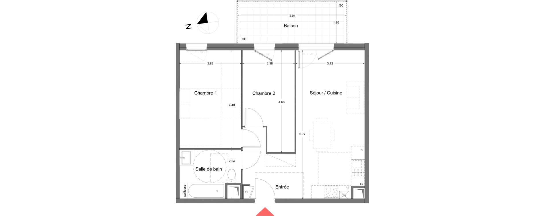 Appartement T3 de 55,20 m2 &agrave; Arles Monplaisir arles