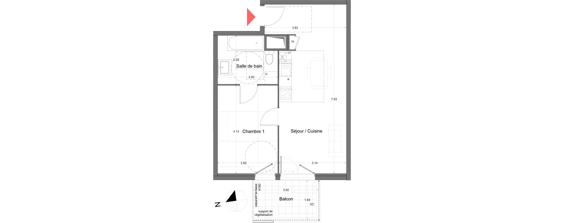 Appartement T2 de 42,90 m2 &agrave; Arles Monplaisir arles