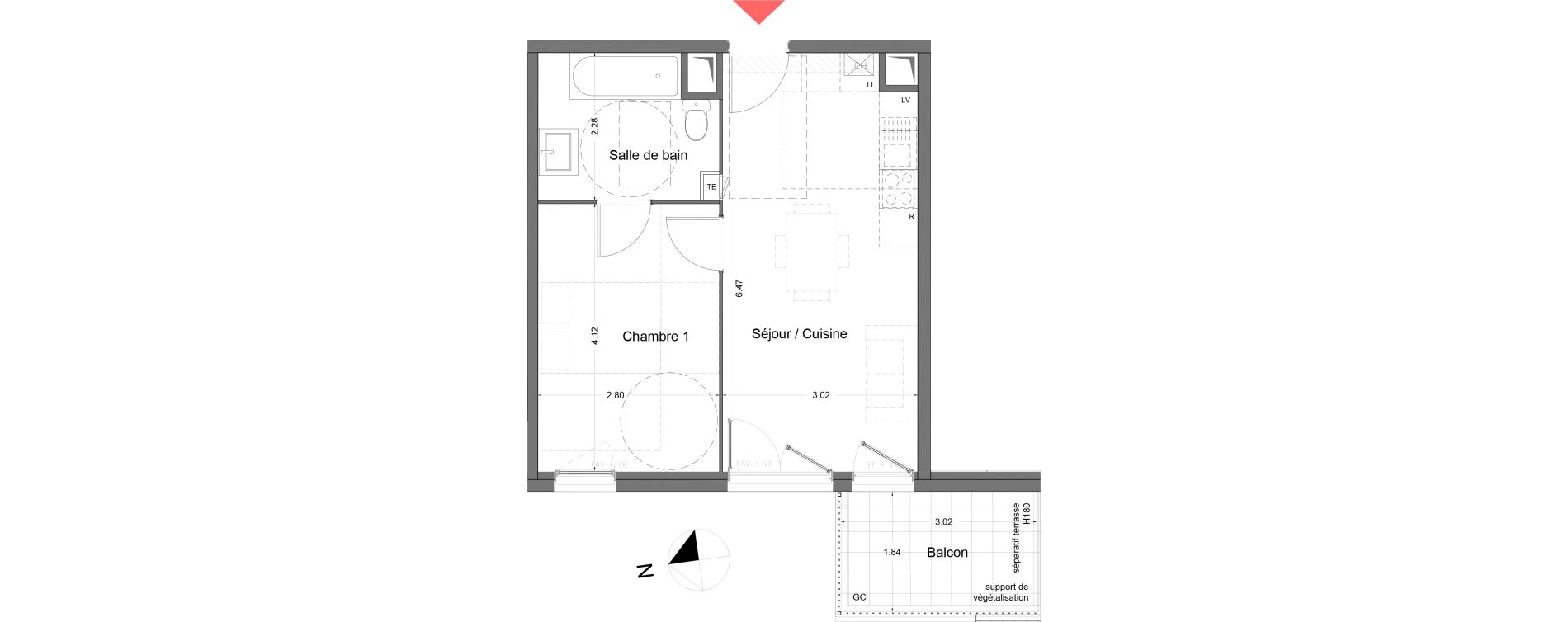 Appartement T2 de 36,50 m2 &agrave; Arles Monplaisir arles
